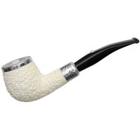 Barling Ivory Silver Cap Rusticated Bent Billiard with Silver Army Mount (1812) (9mm)