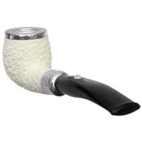 Barling Ivory Silver Cap Rusticated Bent Billiard with Silver Army Mount (1812) (9mm)