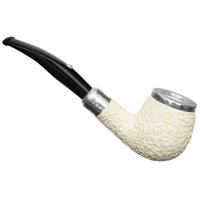 Barling Ivory Silver Cap Rusticated Bent Billiard with Silver Army Mount (1812) (9mm)