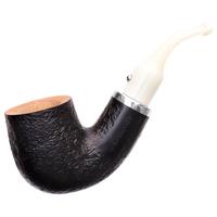 White Elephant Ebony & Ivory Sandblasted Bent Billiard (9mm)