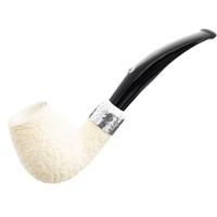 English Estates Barling Ivory 1812 Meerschaum Rusticated Bent with Silver (with Case) (9mm) (Unsmoked)