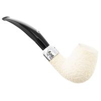 English Estates Barling Ivory 1812 Meerschaum Rusticated Bent with Silver (with Case) (9mm) (Unsmoked)