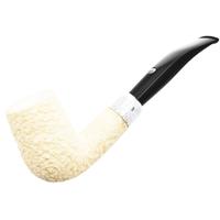 English Estates Barling Ivory 1812 Meerschaum Rusticated Bent with Silver (with Case)  (9mm) (Unsmoked)