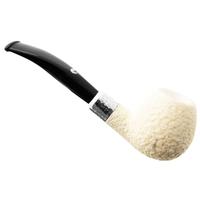 English Estates Barling Ivory 1812 Meerschaum Rusticated Bent with Silver (with Case) (9mm) (Unsmoked)